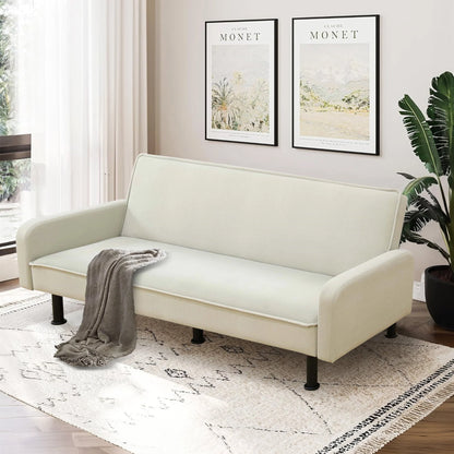 Aukfa 78" Futon Sofa Bed, Upholstered Loveseat for Home Office, Flannel, Light Gray