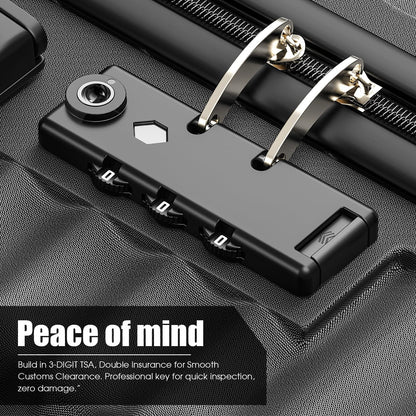 Fenbeli 3 Piece Luggage Sets with TSA Locks, Lightweight Hardside Suitcase Set with Spinner Wheels, Black