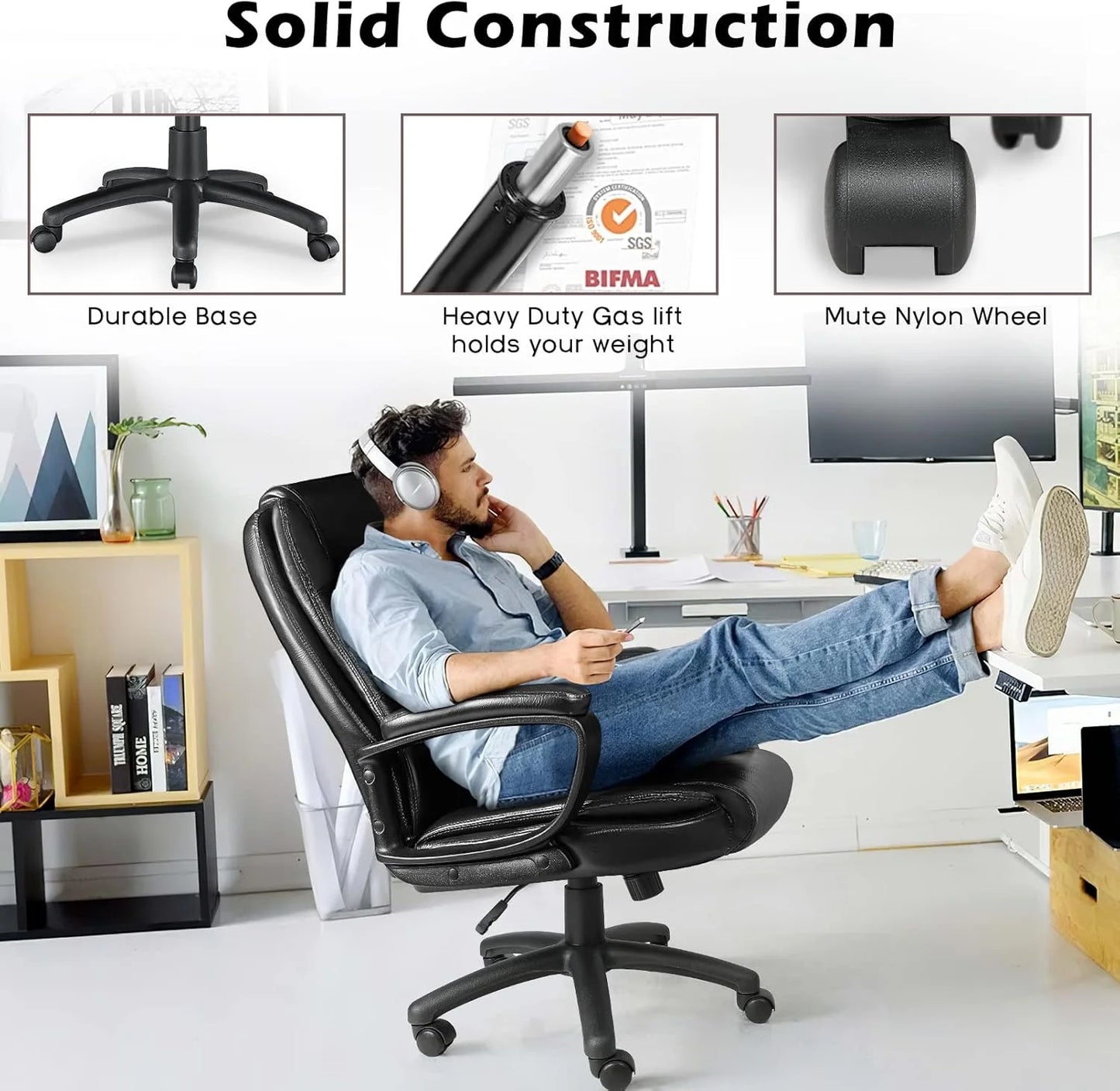 Bossin Big and Tall Home Office Computer chair for Adults, High Back Desk Chair for Heavy Duty 400 LBS