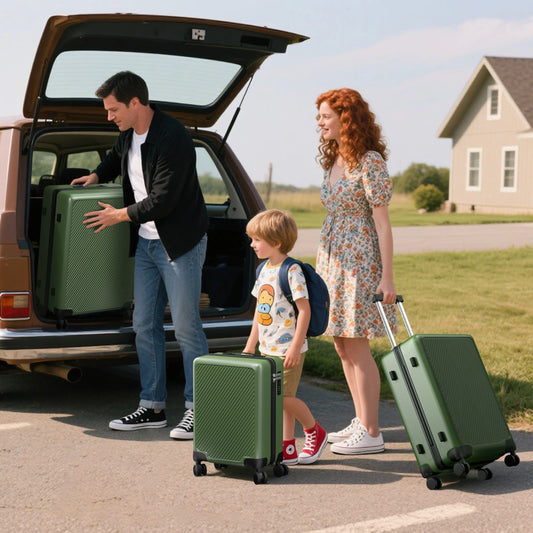 Luggage Sets 3 Piece Carry on Luggage with Spinner Wheels Hardshell Durable Suitcase with TSA Lock 20 24 28 inch Green