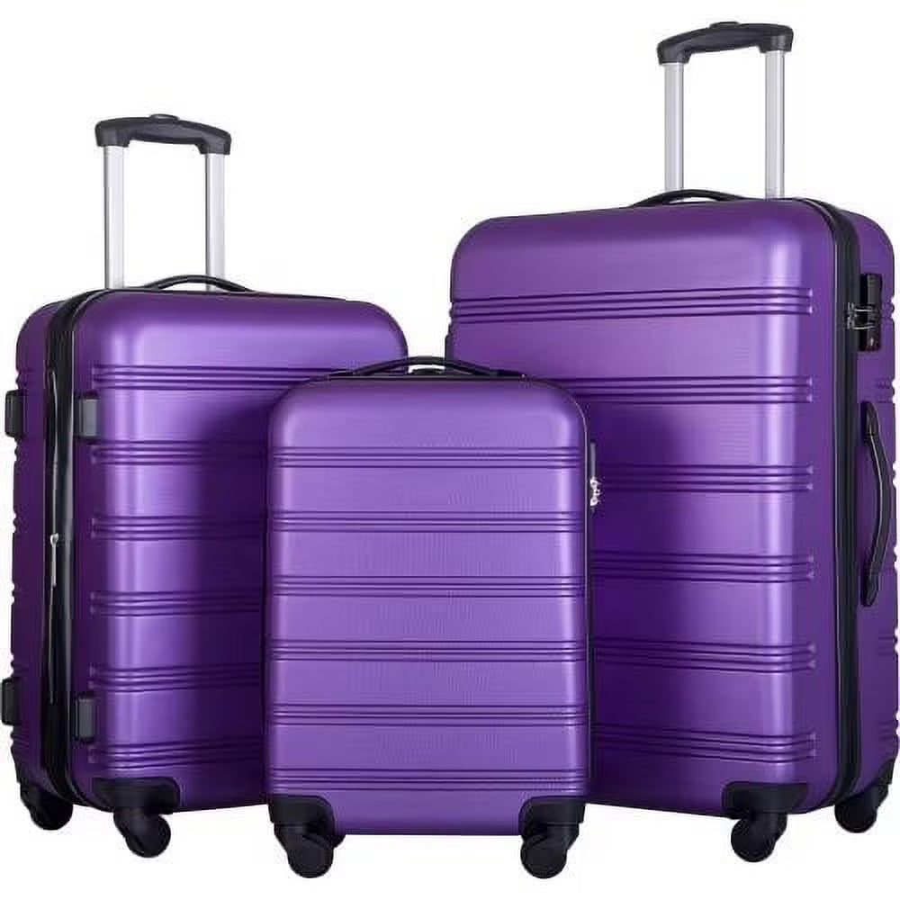 Expandable Suitcase Set of 3 with Double Spinner Wheels, Indestructible PP Material Hard Shell Luggage Sets TSA Lock, Carry on Expandable, Lightweight,20" 24' 28",Pink