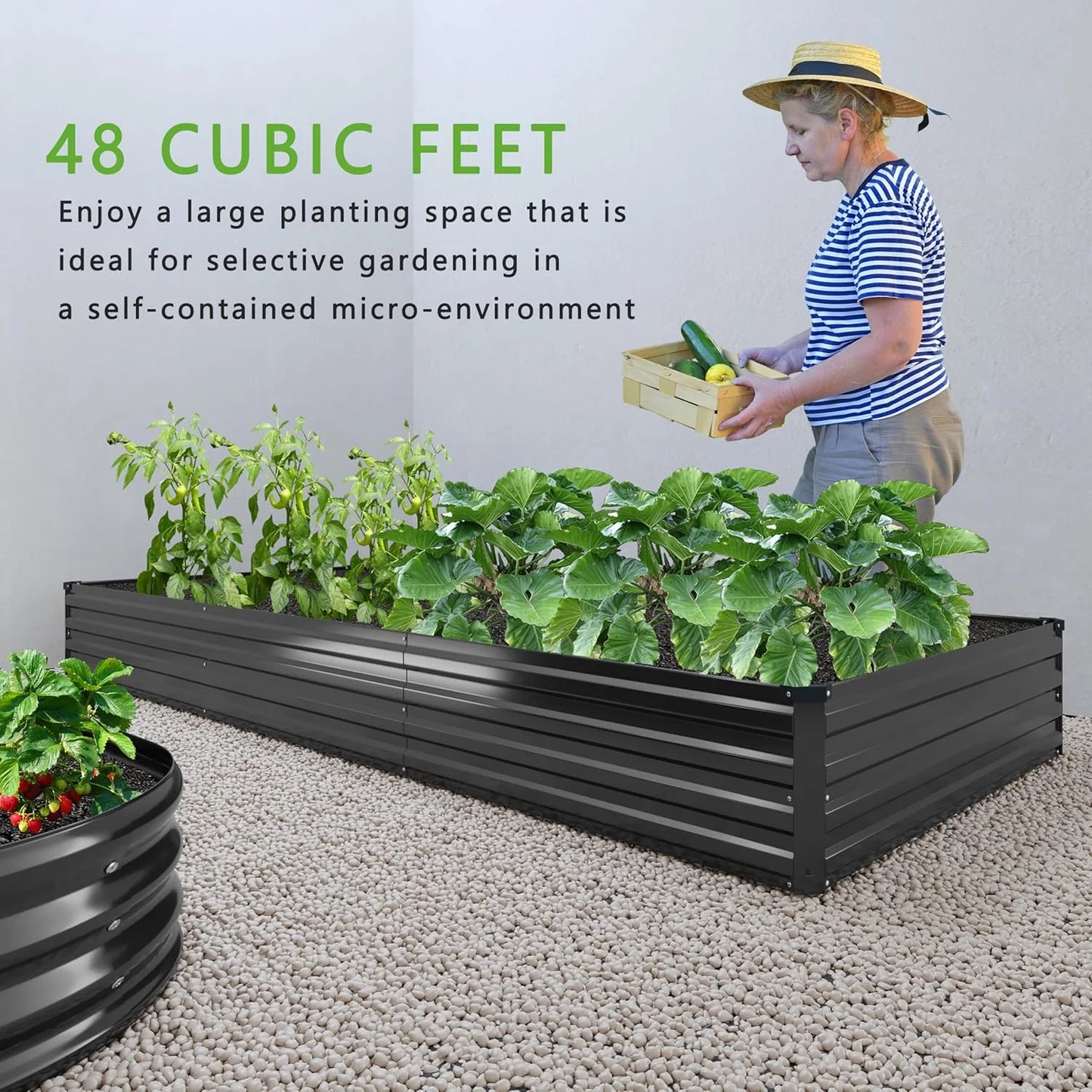 2PCS 12x4x1FT Galvanized Raised Garden Bed Kit,Vegetable Boxes-Rectangle Metal Flower Box,Large Planter Raised Beds Outdoor Garden for Planting,Fruit,Herb-Black