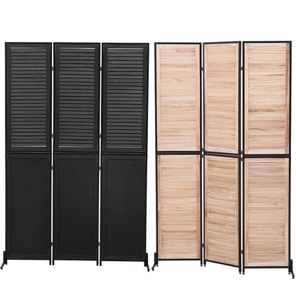 3 Panel Room Divider, Folding Privacy Screen, 5.9FT Heavy Duty Partition Wall Dividers Room Separator with Metal Frame, Freestanding Louvered Divider Screen for Home Office Restaurant Bedroom