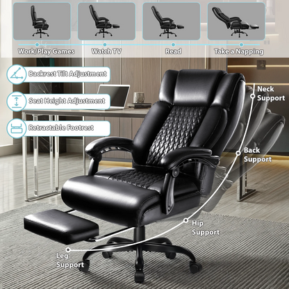 Waleaf Office Chair with Footrest,90-165° Reclining Ergonomic High Back Computer Desk Chair Lumbar Support for Home Office