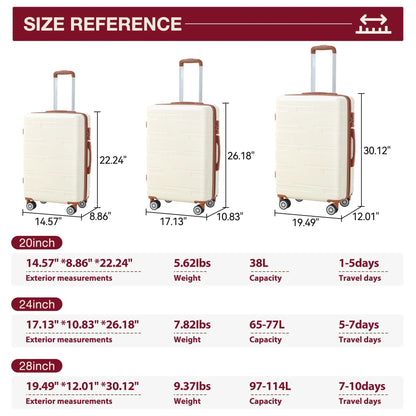 TROPOW Luggage Setss,Suitcases with Wheels,Luggage Expandable Suitcase 3 Piece Sets, Luggage Sets of 3 Piece Suitcase with Spinner Wheels, Hardshell Luggage 3 Piece Sets(20"/24"/28")