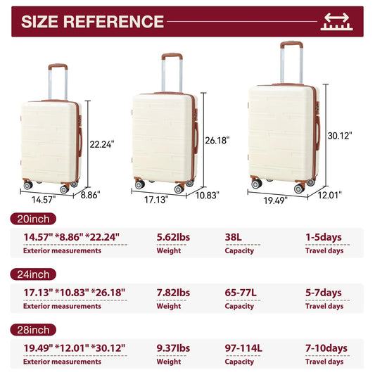 TROPOW Luggage Setss,Suitcases with Wheels,Luggage Expandable Suitcase 3 Piece Sets, Luggage Sets of 3 Piece Suitcase with Spinner Wheels, Hardshell Luggage 3 Piece Sets(20"/24"/28")