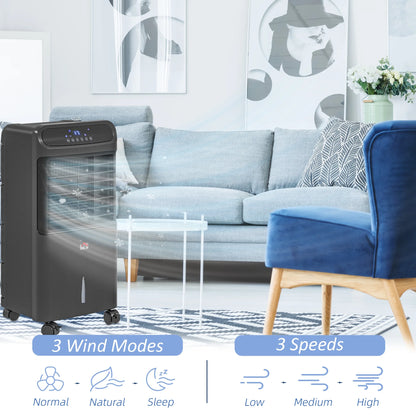 HOMCOM 32" Evaporative Air Cooler with 3.2 Gal Water Tank, 60° Oscillating, 3-In-1 Ice Cooling Fan, Portable Swamp Cooler with Humidifier for Home Office, 3 Modes, 3 Speeds, 12H Timer, Remote, White