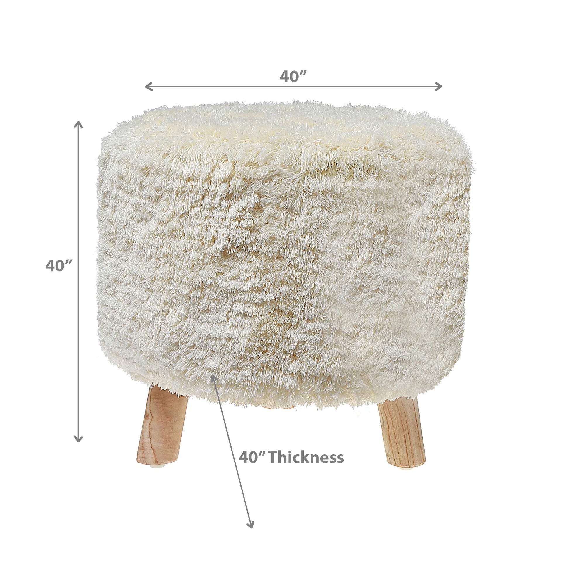 Maison Concepts Long Sag Handwoven Pouf Wooden Stand Light Grey (Multi) 40" X 40" X 40"