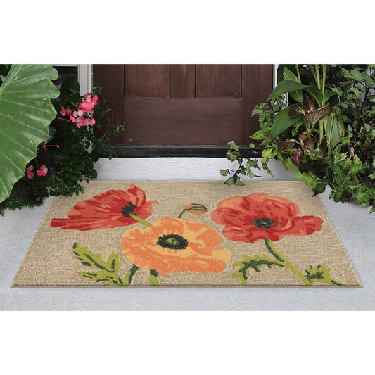 Liora Manne Ravella Poppies Outdoor Indoor Area Rug Neutral Fade Resistant 5x8