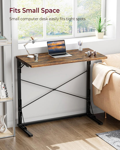 31.5" Folding Desk, Foldable TV Tray Table for Eating on Couch, Extra Large TV Dinner Trays, Portable Fold Computer Writing Desk Table for Home Office, Rustic Brown