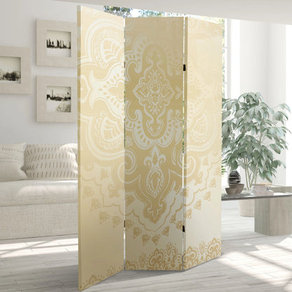 Oriental Furniture 6 ft. Tall Ivory Pattern Canvas Room Divider - 3 Panel