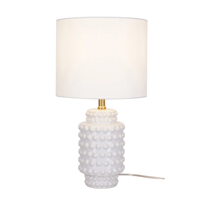 My Texas House 21" Hob-Nail Ceramic Table Lamp, Brass Accents, White Finish