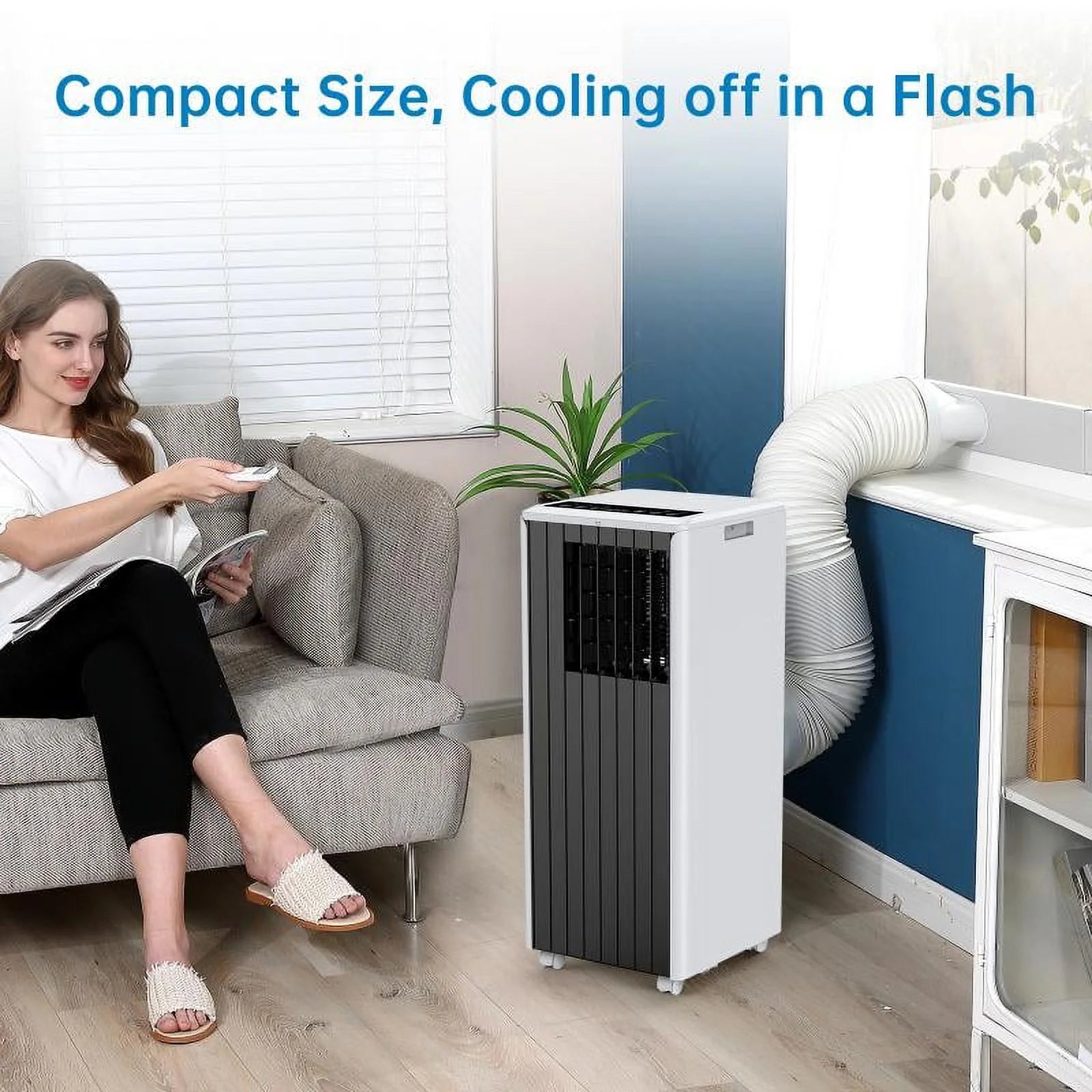 LingStar Portable Air Conditioner 8000 BTU, Air Conditioners for Room up to 350 Sq.ft.(15x20 ft2), Compact Indoor AC Unit, Window Installation Kit & Remote Control for Home Office Dorm Black