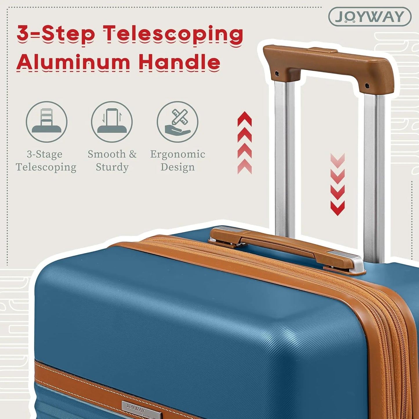Joyway 24in Expandable Checked Luggage with ABS Hard Luggage with Double Swivel Wheels TSA Lock