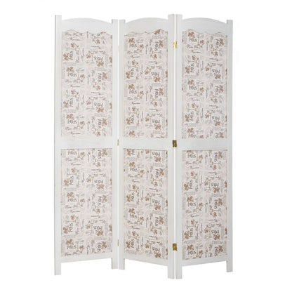 3 Panel Room Divider Solid Wood and Canvas with Decorative Cutouts Tree Design 67" Tall Black