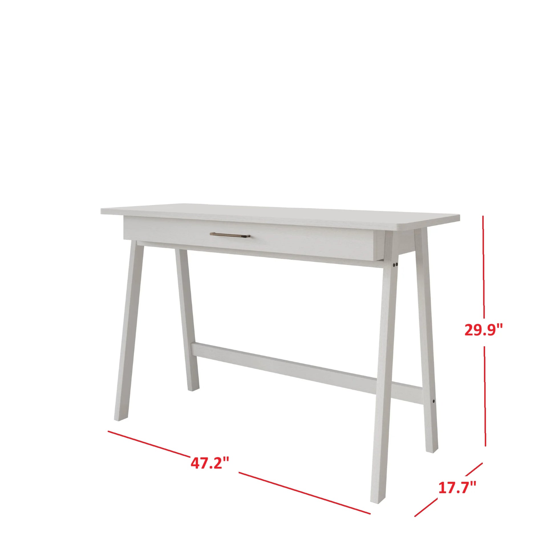 Home Design Serafina Writing Desk with Spacious Tabletop and Built-In Drawer, Modern Clean-Lined Design for Home Office, Study Space, or Remote Work, White