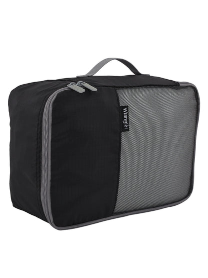 Wrangler 4-Piece 8-Wheel Expandable Hard Side Trunk-Style Luggage Set - Black