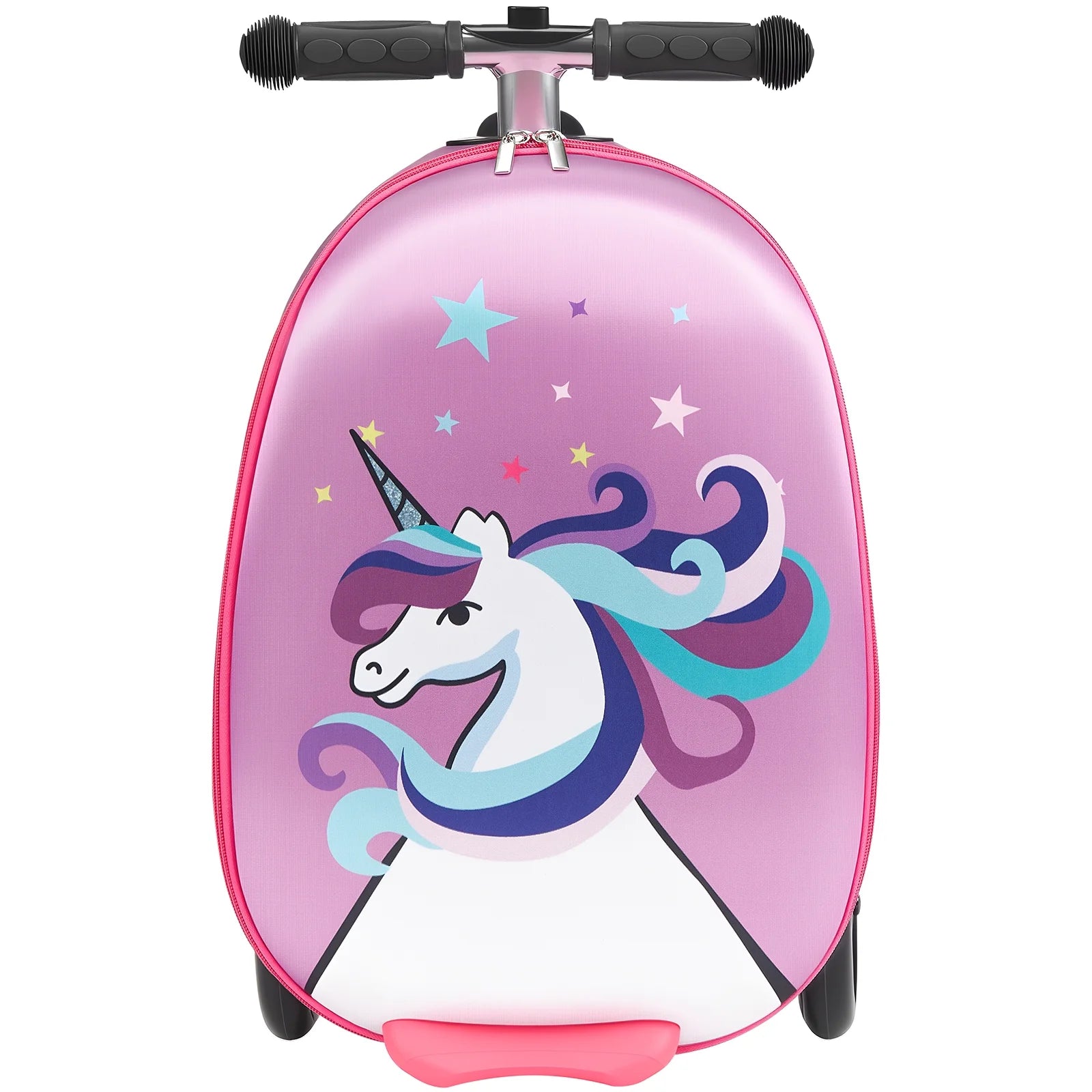 KFFKFF Ride-on Kids Luggage, 20L Capacity, 20-Inch Scooter Suitcase with Flashing PU Wheels, Adjustable Handle & Non-Slip Grip, Foldable and Lightweight Travel Companion for Children Aged 5+, Purple
