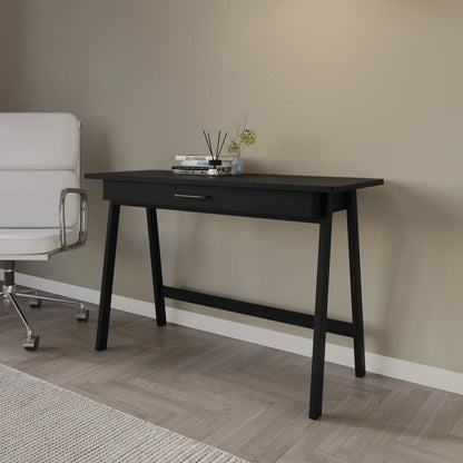 Home Design Serafina Writing Desk with Spacious Tabletop and Built-In Drawer, Modern Clean-Lined Design for Home Office, Study Space, or Remote Work, White