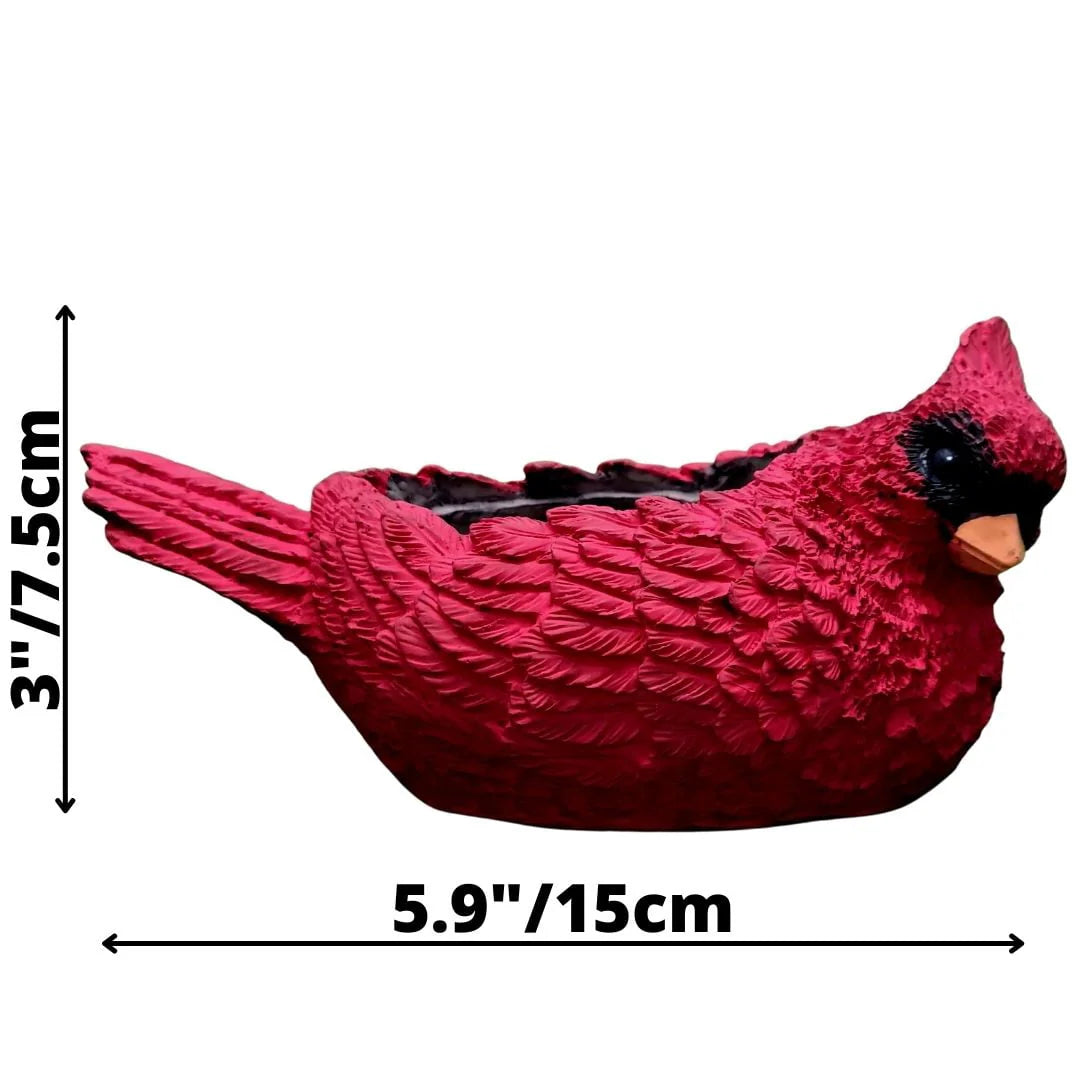 Red Cardinal Hand Painted Planter Garden Decor Art Planter Red Bird Flower Pot