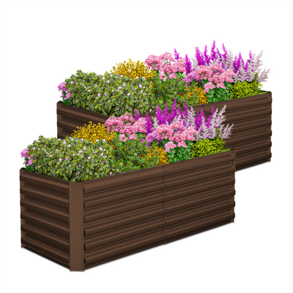 Outdoor Metal Raised Garden Bed,8x4x2ft Planter Box for Vegetables,Flowers,Herbs w/478 Gallon Capacity,Black