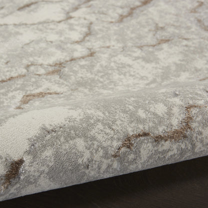 Inspire Me! Home Decor Metallic Abstract Grey Mocha 2'2" x 7'6" Area Rug, (2x8)