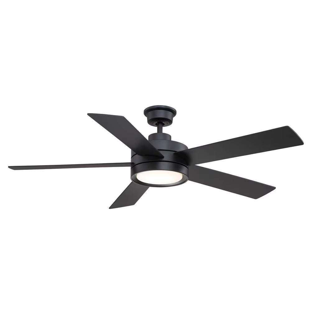 Home Decorators Collection Baxtan 56-Inch Matte Black Ceiling Fan with LED Light & Remote Control
