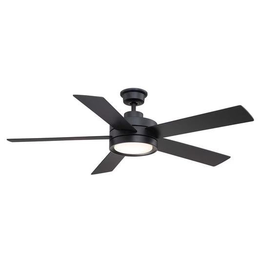Home Decorators Collection Baxtan 56-Inch Matte Black Ceiling Fan with LED Light & Remote Control