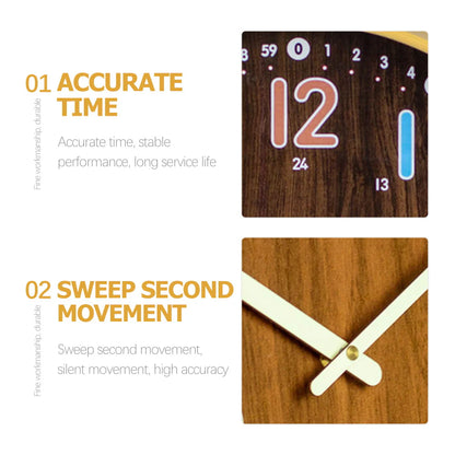 HOMEMAXS Kids Bedroom Wall Clock Simple Mute Wooden Clock Round Wall Decor Precise Wall Clock