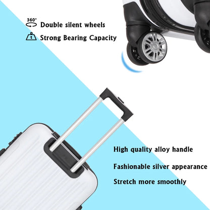 Tcbosik Multifunctional Luggage Set with Spinner Wheels, Large Capacity Travel Rolling Suitcases, ABS Carry-on Luggage, 20"/24"/28" (White, 3 Piece Set)