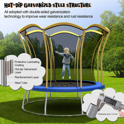 Gymax 8FT Certified Recreation Trampoline w/Exclusive Flower Shape Enclosure Net Yellow