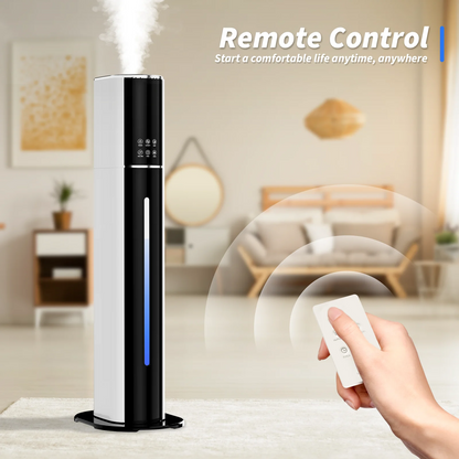 Rocyis Humidifier for Room Home Bedroom, 9L 2.3Gal Cool Mist Tower Top Fill Large Humidifier with Essential Oils,Whole House Floor Humidifiers for Baby,Pets,Plants,with Remote,360° Nozzle,White