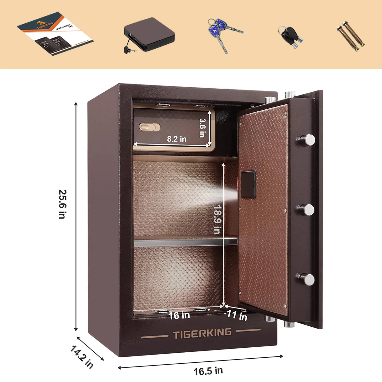 TIGERKING Safe Box 3.47 Cubic Feet, Double Large Safety Key Lock and Password Safes for Home Office