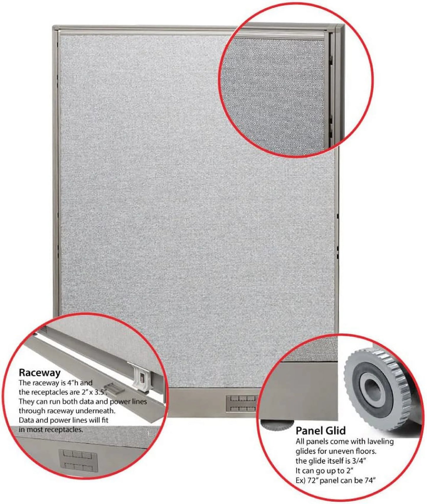GOF 1 Person Workstation Cubicle (5.5'D x 6'W x 6'H)/Office Partition, Room Divider (72" H Cubicle Only, Grey)