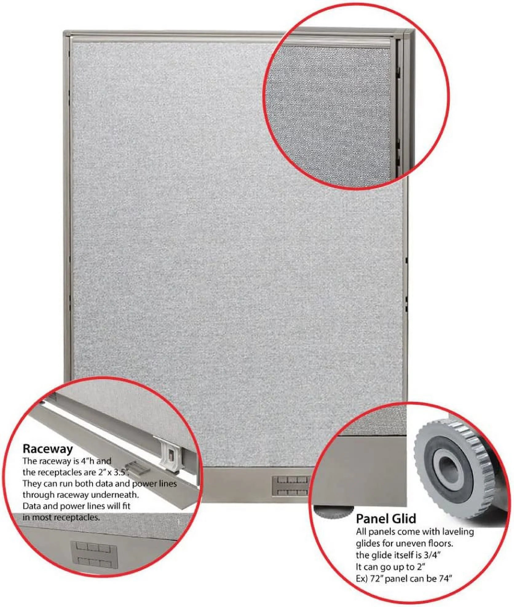 GOF 1 Person Workstation Cubicle (5.5'D x 6'W x 6'H)/Office Partition, Room Divider (72" H Cubicle Only, Grey)