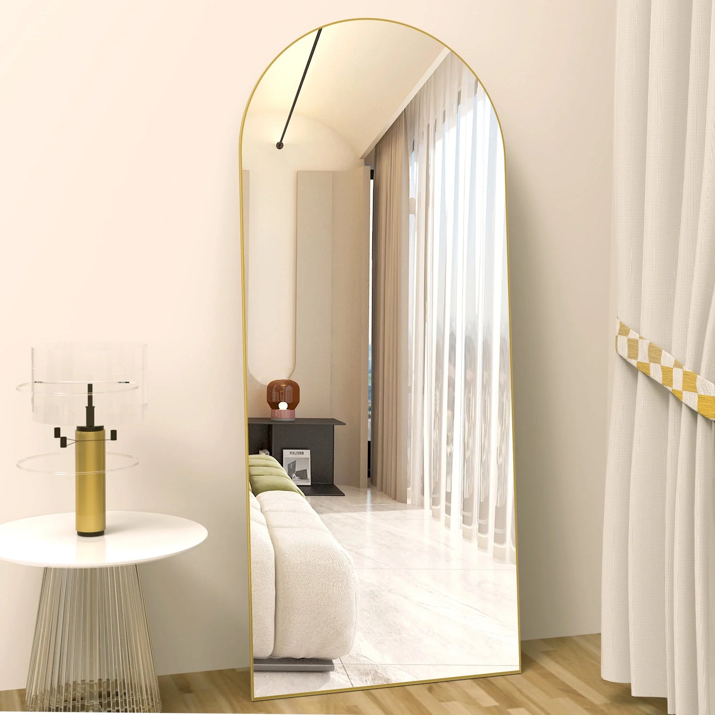 RACHMADES 65"x24" Arch Mirror Full Length Full Body Mirror Arched Floor Mirror with Stand Tall Mirror Long Gold Mirror FULL Length