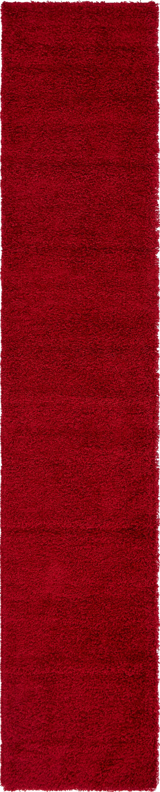 Rugs.com Solid Shag Collection Rug - 13 Ft Runner Cherry Red Shag Rug Perfect For Hallways, Entryways
