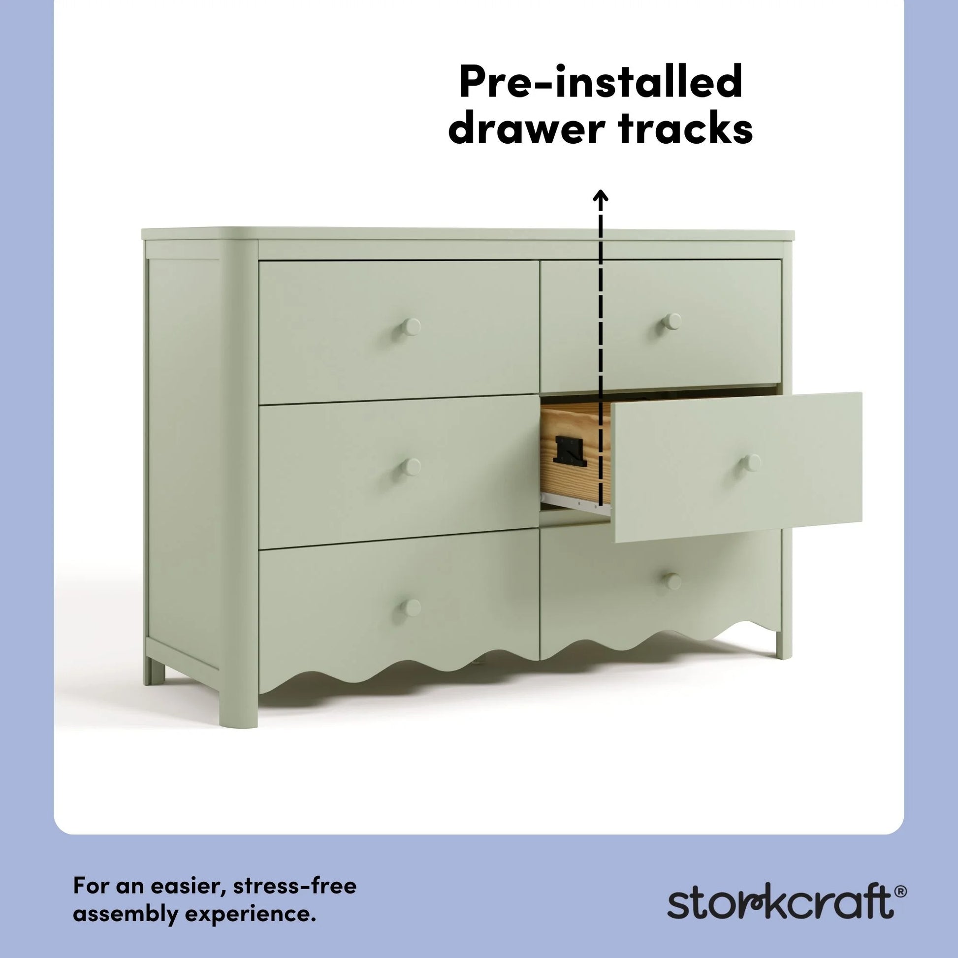 Storkcraft Casablanca 6 Drawer Nursery Dresser, Sage
