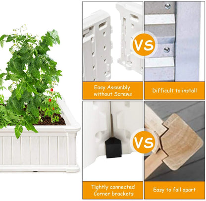 Tumis Raised Garden Bed, Planter for Flower Vegetables, Outdoor Plant Box Patio Backyard, Easy Assembly (48.5''Lx48.5''Wx12''H, White)