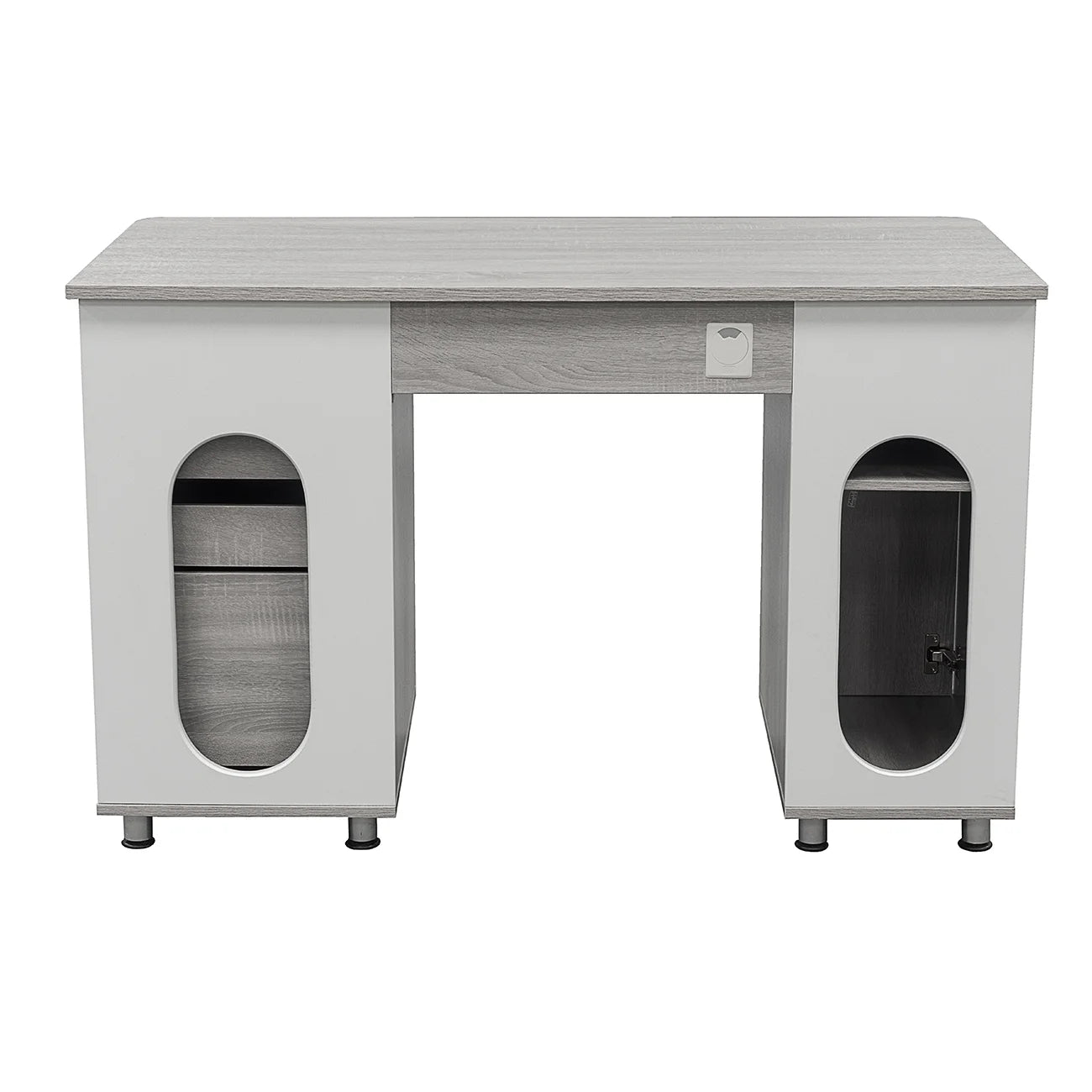 Workstation Computer Desk with Storage in Grey, L-Shaped Office Desk with Bookshelf, CPU Stand, Keyboard Tray for Home Office and Study