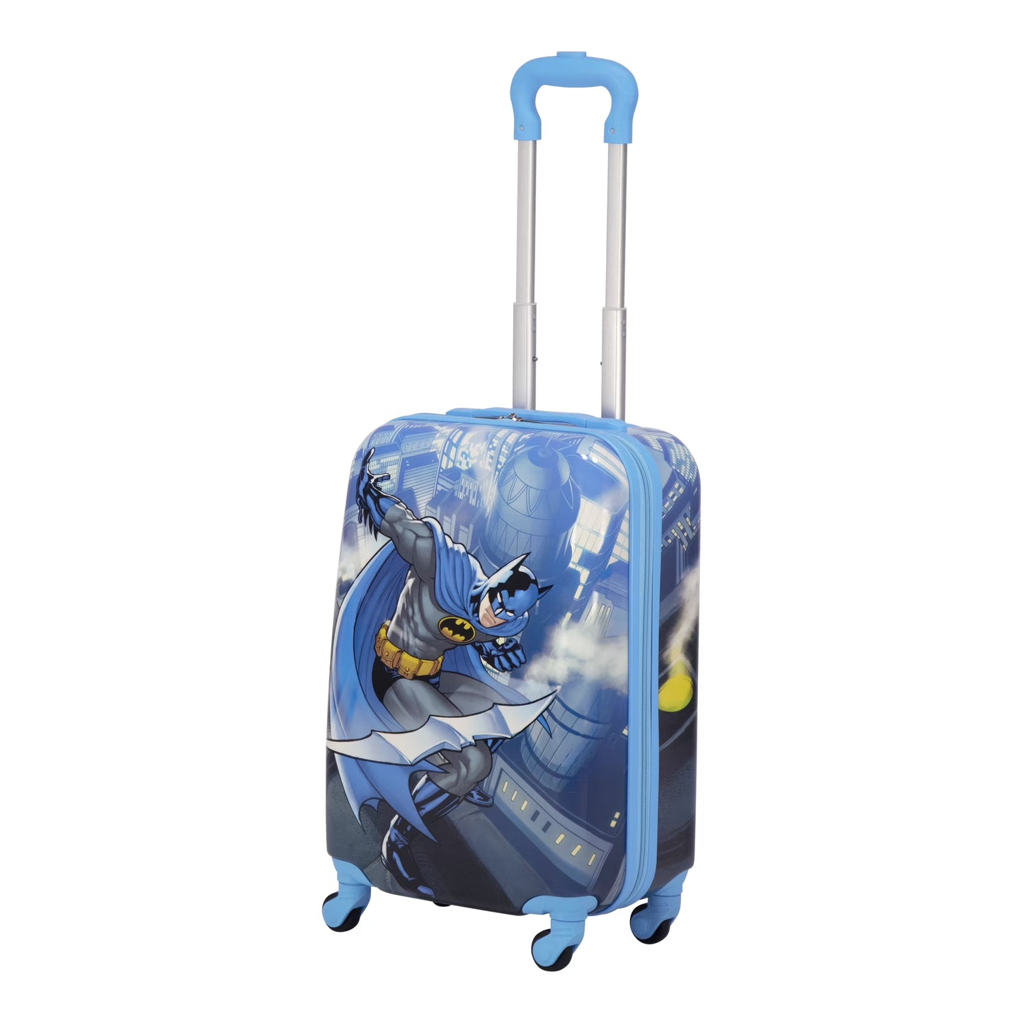 DC Comics Batman 21 Inch Kids Rolling Luggage, Hardshell Carry On Suitcase with Wheels, Blue