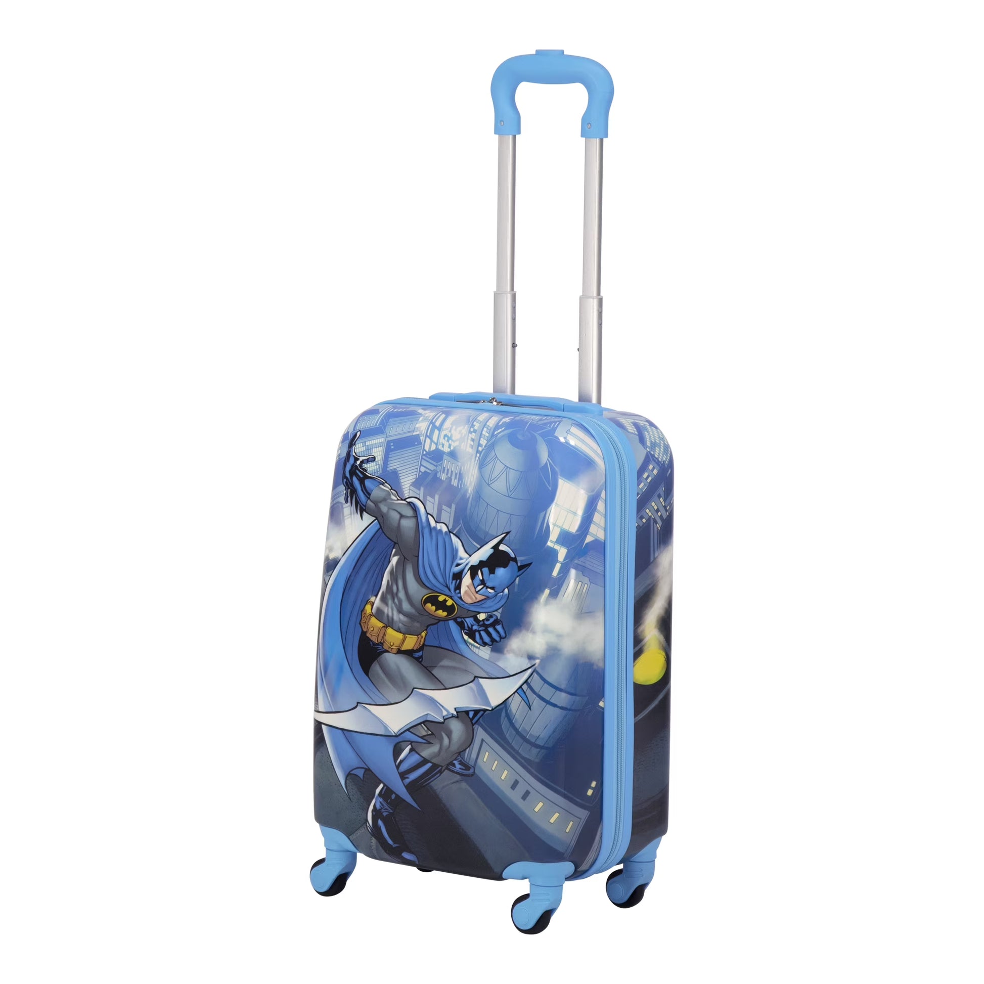 DC Comics Batman 21 Inch Kids Rolling Luggage, Hardshell Carry On Suitcase with Wheels, Blue
