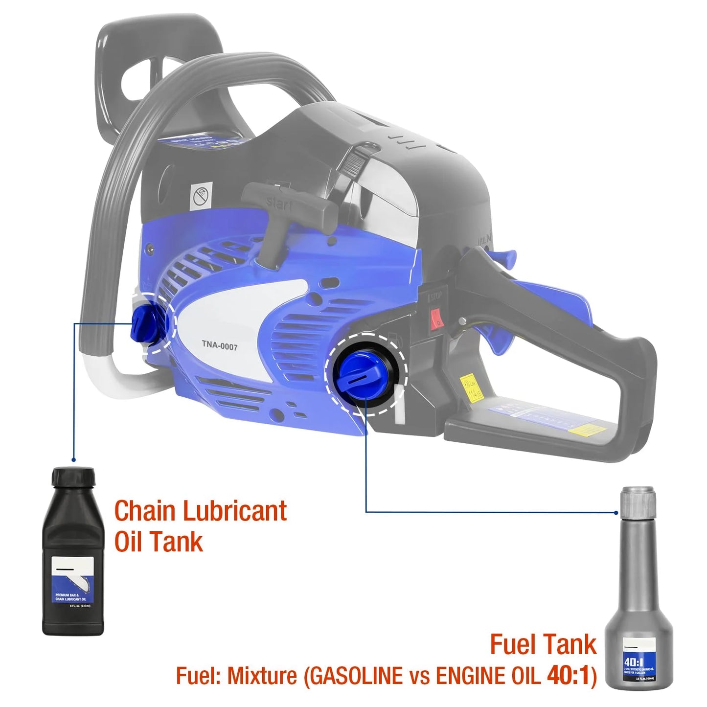 ANLIBATT Gas Chainsaw 18" 46cc 2.4HP 2-Cycle Gasonline Powered Handheld Cordless Chain Saw Petrol Automatic Oiler for Farm Garden Trees Wood Cutting