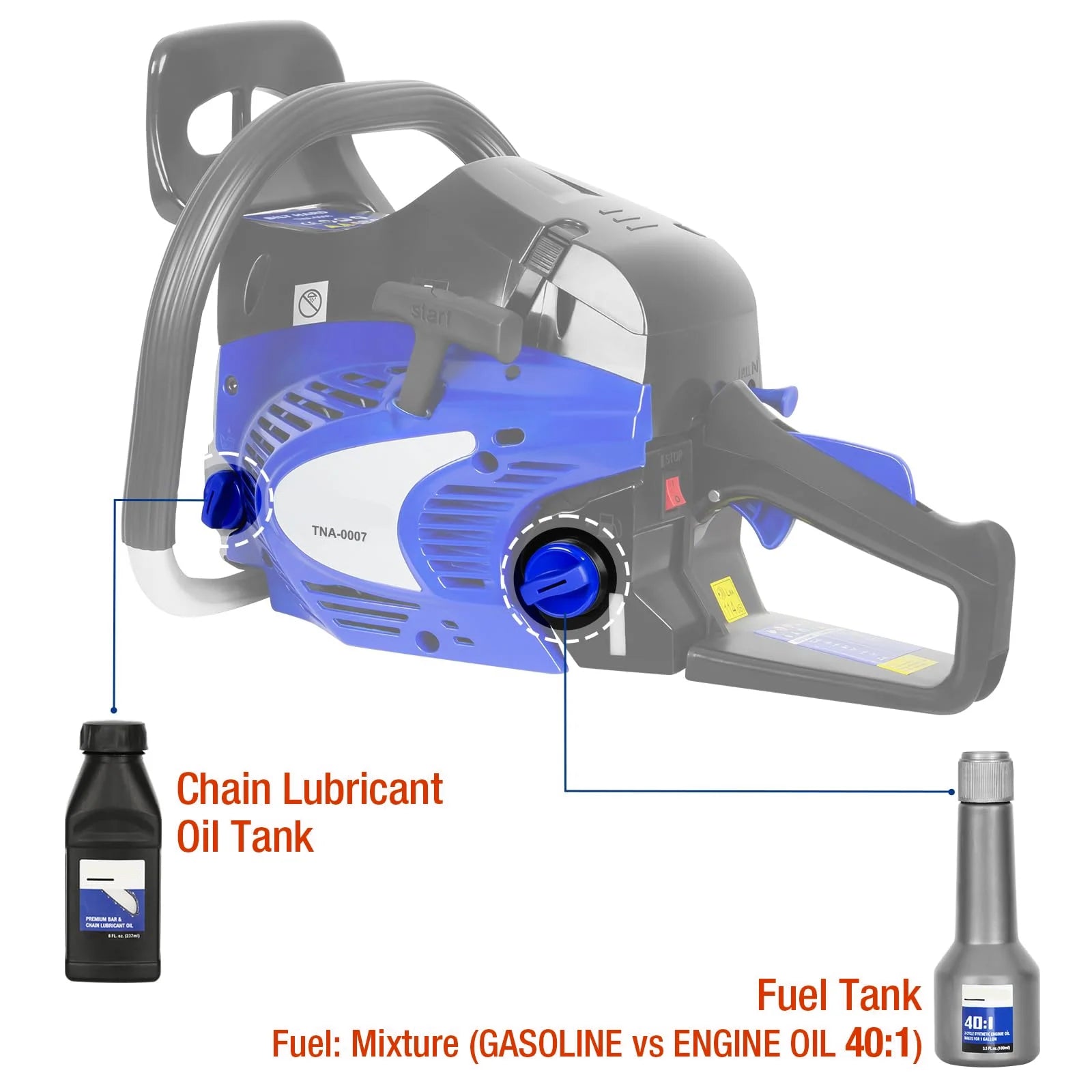 ANLIBATT Gas Chainsaw 18" 46cc 2.4HP 2-Cycle Gasonline Powered Handheld Cordless Chain Saw Petrol Automatic Oiler for Farm Garden Trees Wood Cutting