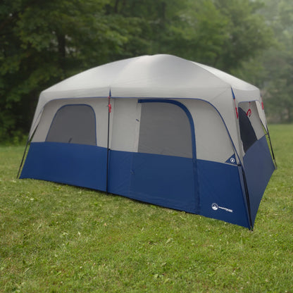 Wakeman Outdoors 10 Person Camping Tent with Room Divider and Rainfly, Navy