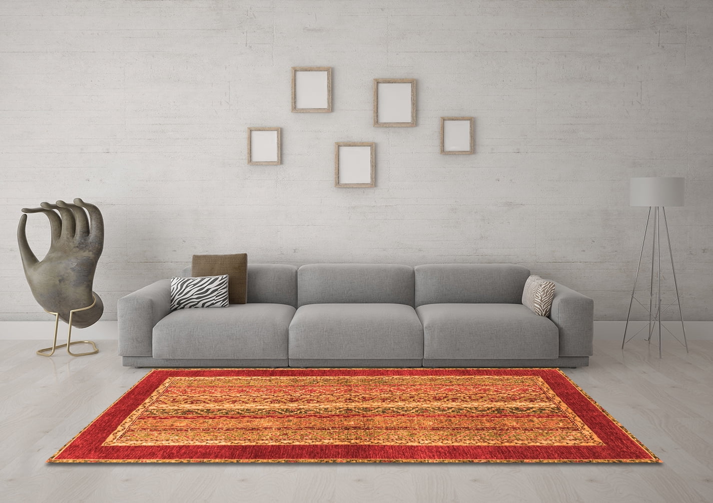 Ahgly Company Indoor Rectangle Abstract Orange Modern Area Rugs, 2' x 3'
