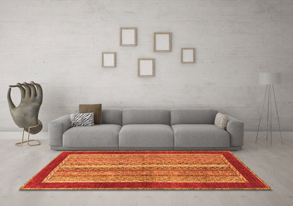 Ahgly Company Indoor Rectangle Abstract Orange Modern Area Rugs, 2' x 3'