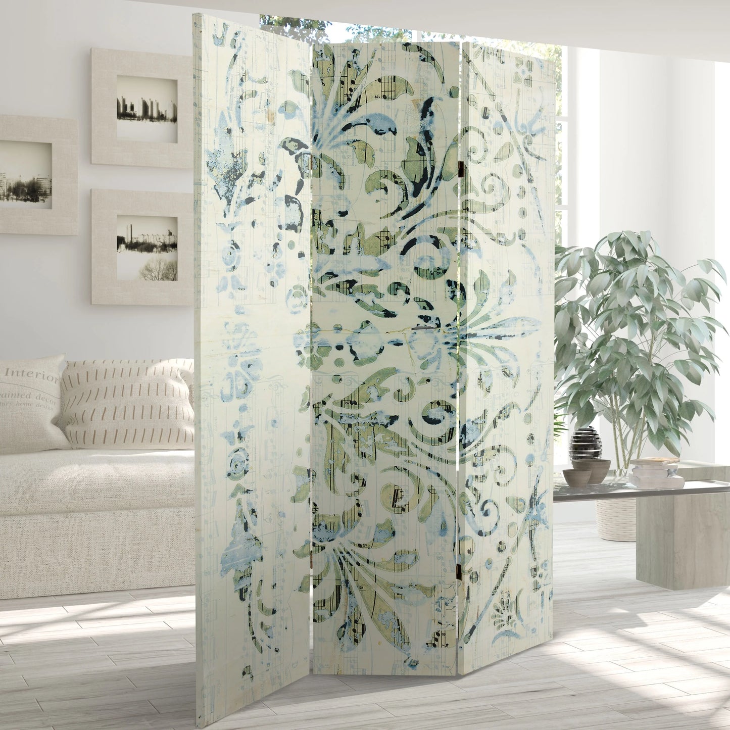 Oriental Furniture 6 ft. Tall Alabaster Muse Canvas Room Divider