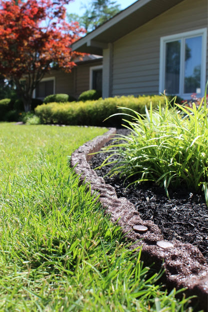 Rubberific Landscape Edging, 4' Gray Cobblestone Rubber Flower Garden Edging Border (4 Pack)