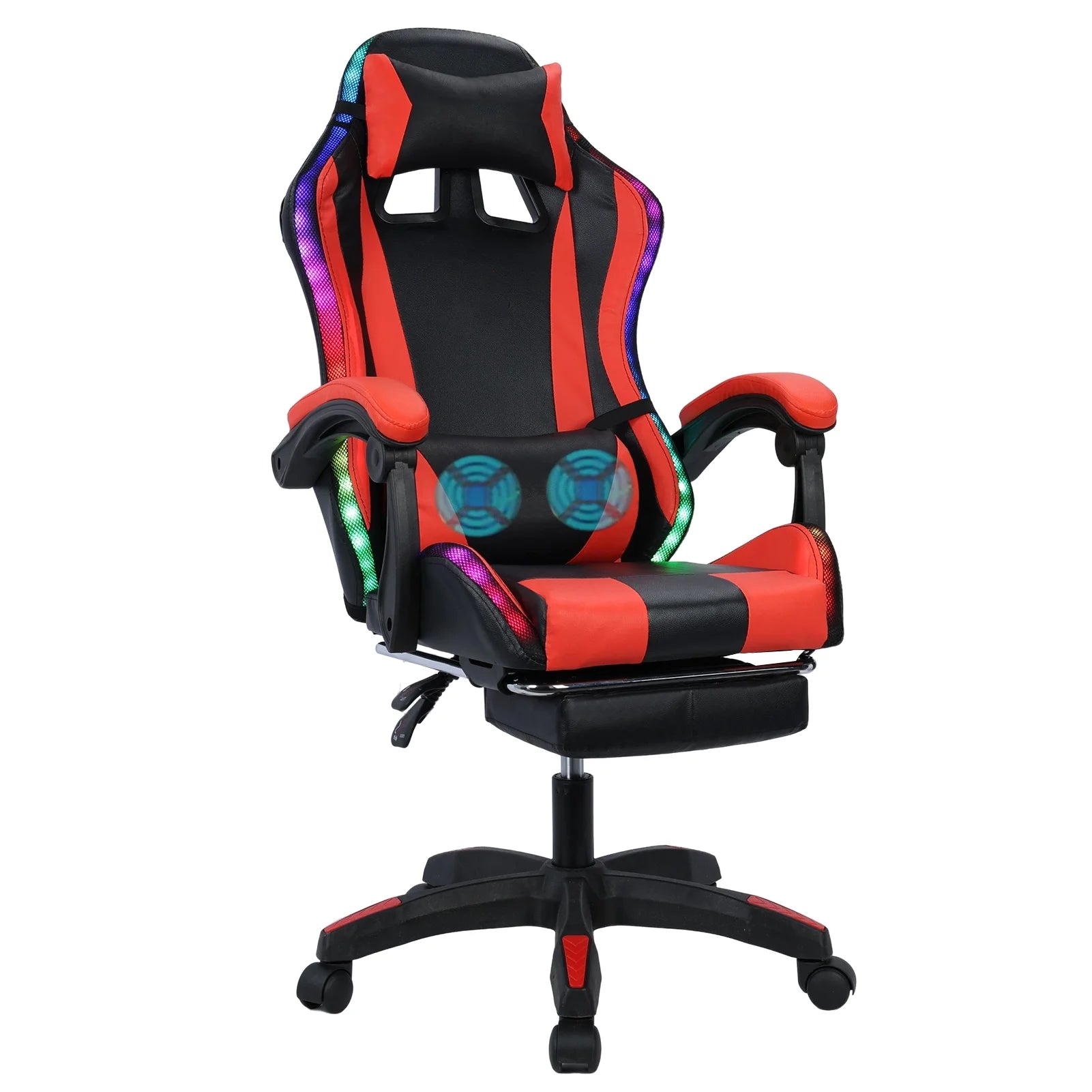 WETS Gaming Chair with Bluetooth Speakers Office Chair with Footrest and LED Lights Ergonomic Gaming Chairs High Back with Headrest Adjustable Swivel for Home Office,397lb